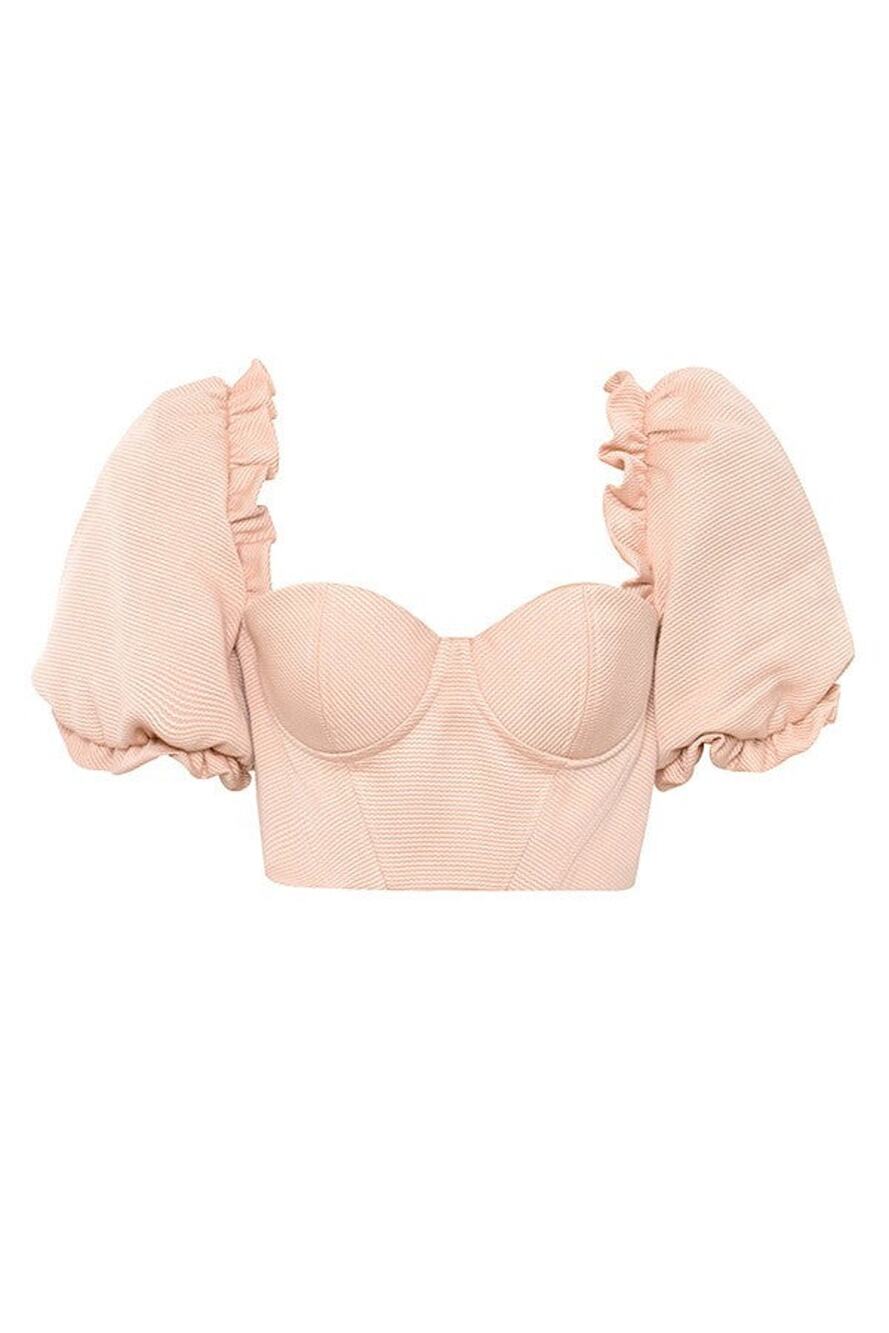 House of CB Blush Cropped Corseted Puff Sleeve Top - XS